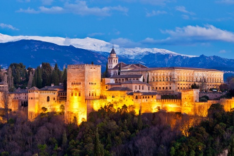 Anblick der Alhambra von Granada.