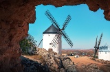 Detail der Windmühlen in Consuegra, Toledo, Kastilien-La Mancha
