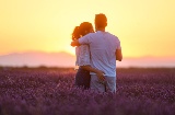 Couple in the lavender fields of Brihuega in Guadalajara