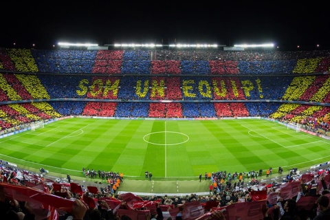 Panorama stadionu Spotify Camp Nou. Barcelona