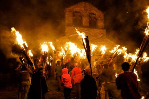 Summer solstice fire festivals in the Pyrenees. Vall de Boí (Lleida)