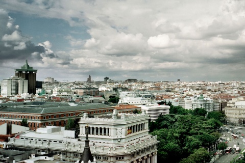 Blick von der Dachterrasse des Kreises der Schönen Künste, Madrid. 