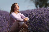 Tourist in a lavender field