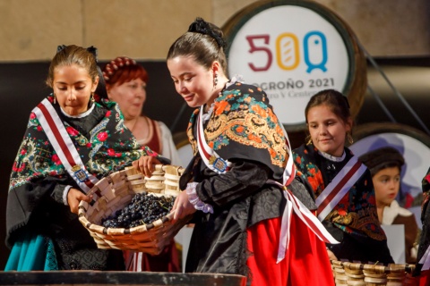 Detalle del acto inagural de las Fiestas de la Vendimia Riojana en Logroño, La Rioja