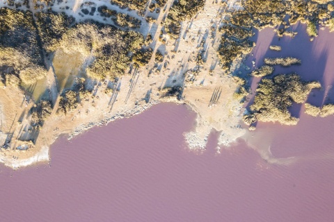 Tak zwana różowa laguna w Torrevieja (prowincja Alicante, Wspólnota Autonomiczna Walencji)