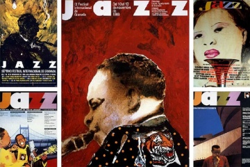 Collage di manifesti del Festival internazionale di jazz di Granada