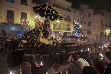 “El Encuentro Doloroso” durante la Settimana Santa di Sagunto (Valencia)