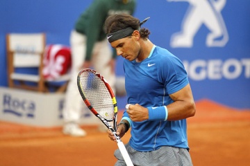 Rafa Nadal celebrating winning a point