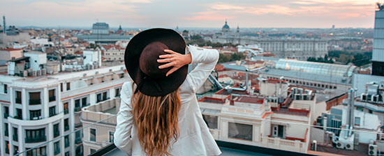 Girl looking at the views of Madrid