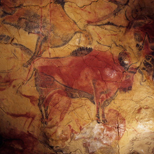 Rappresentazione di bisonte nelle grotte di Altamira a Santillana del Mar, Cantabria