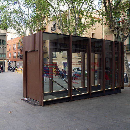 Entrance to the air-raid shelter on Plaça del Diamant, Barcelona