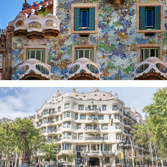 Arriba: Casa Batlló © LuisPinaPhotography / Abajo: La Pedrera de Gaudí, en Barcelona © Distinctive Shots