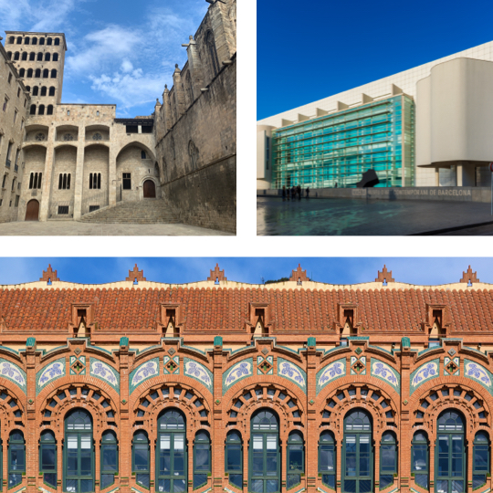  Acima à esquerda: Museu de História de Barcelona (MUHBA ) / Acima à direita: Museu de Arte Contemporânea de Barcelona (MACBA) © Allard One / Abaixo: CaixaForum em Barcelona
