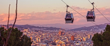 View from the cable car to Montjuïc in Barcelona, Catalonia