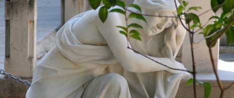 Detail of a sculpture in the San José cemetery in the city of Granada, Andalusia