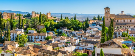 Vista do bairro de Albaicín em Granada, Andaluzia
