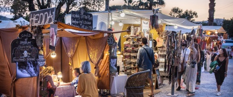 Detalhe do mercado Las Dalias em Sant Carles de Peralta, Ibiza, Ilhas Baleares
