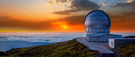 Détail de l’observatoire Roque de los Muchachos à La Palma, îles Canaries