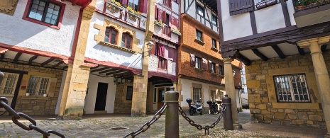 Detail of the historic centre of Hondarribia in Guipuzcoa, Basque Country, Spain