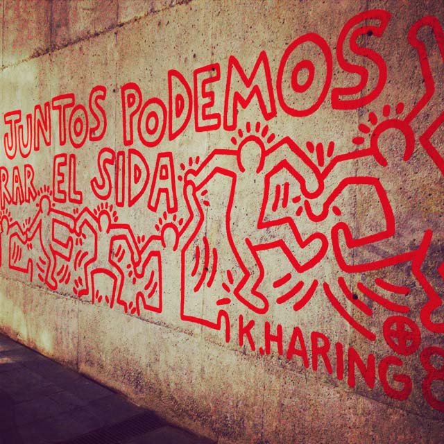 Peinture murale le « sida » de Keith Haring, Barcelone
