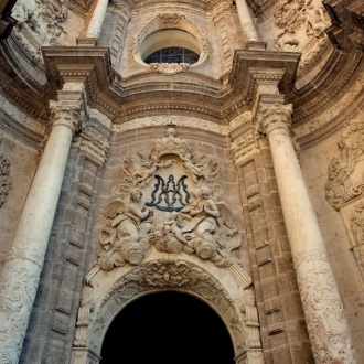 Detail der Fassade der Kathedrale von Valencia