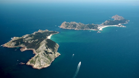 Veduta aerea delle Isole Cíes