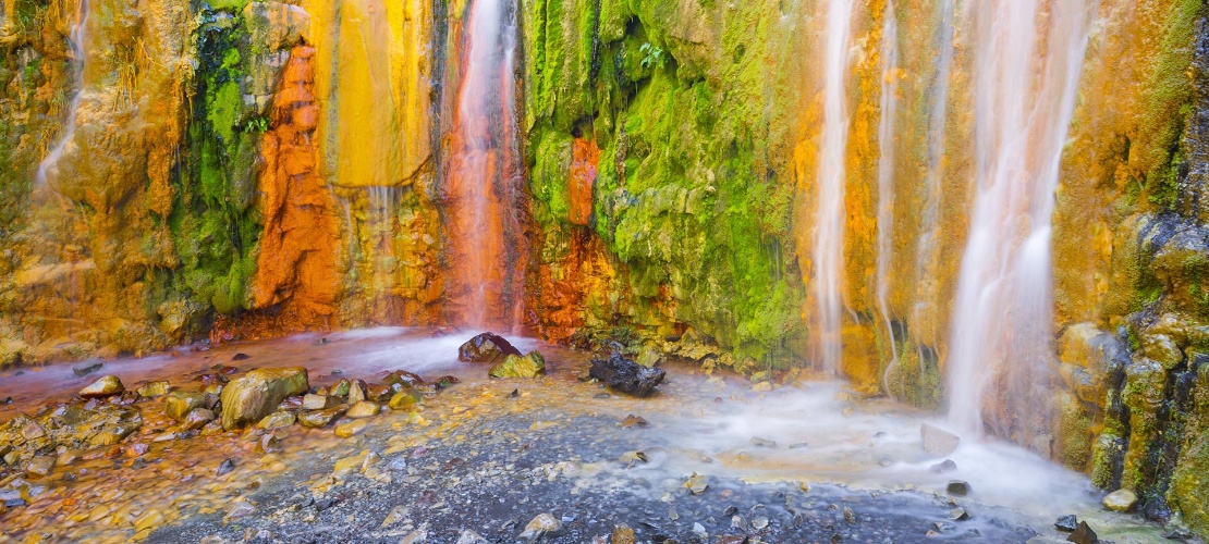 Cascada de Colores nel parco nazionale della Caldera de Taburiente. Isola di La Palma. Canarie.