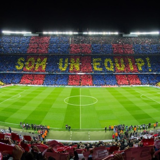 Panoramablick auf das Spotify Camp Nou. Barcelona