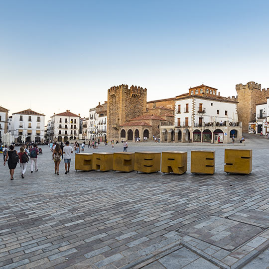  The Plaza Mayor square in Cáceres, Extremadura