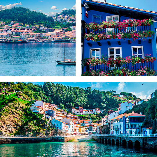Acima à esquerda: Muros, Galícia Acima à direita: Hondarribia, País Basco Abaixo: Cudillero, Astúrias