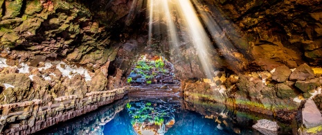 Inside of the cave of Jameos del Agua in Lanzarote