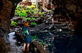 Tourists at the cave of Jameos del Agua in Lanzarote