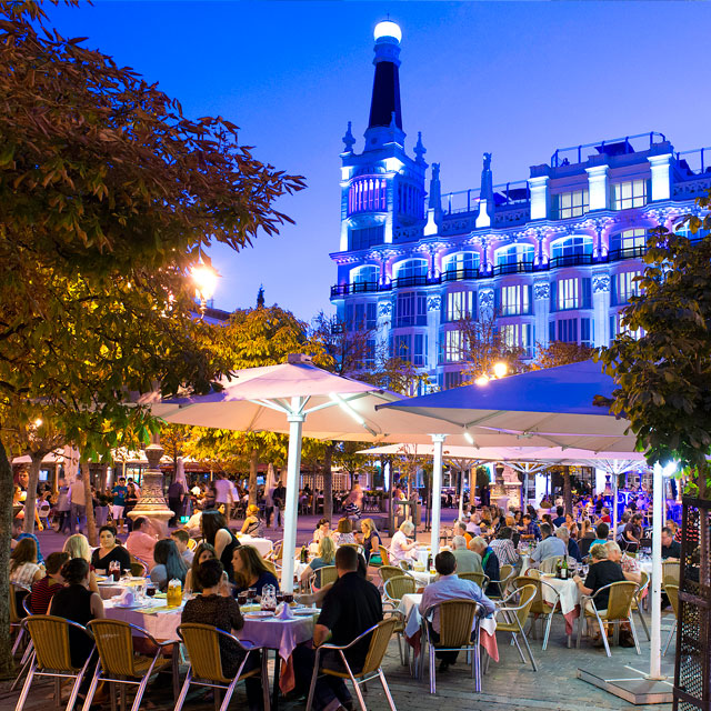 Outdoor café on Plaza Santa Ana, Madrid